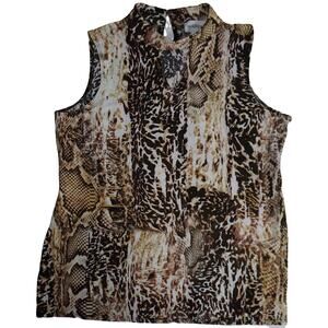 peck&peck leopard print vest style womens medium top made in USA